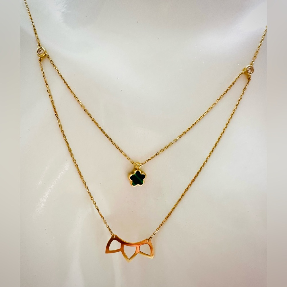 Crown Layered Centered Necklace. 💛 Real 18(18k) Karat Solid Gold Jewelry